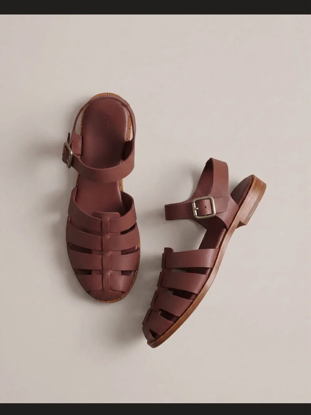 Quince Brown Leather Fisherman Sandals - Picture 1 of 13